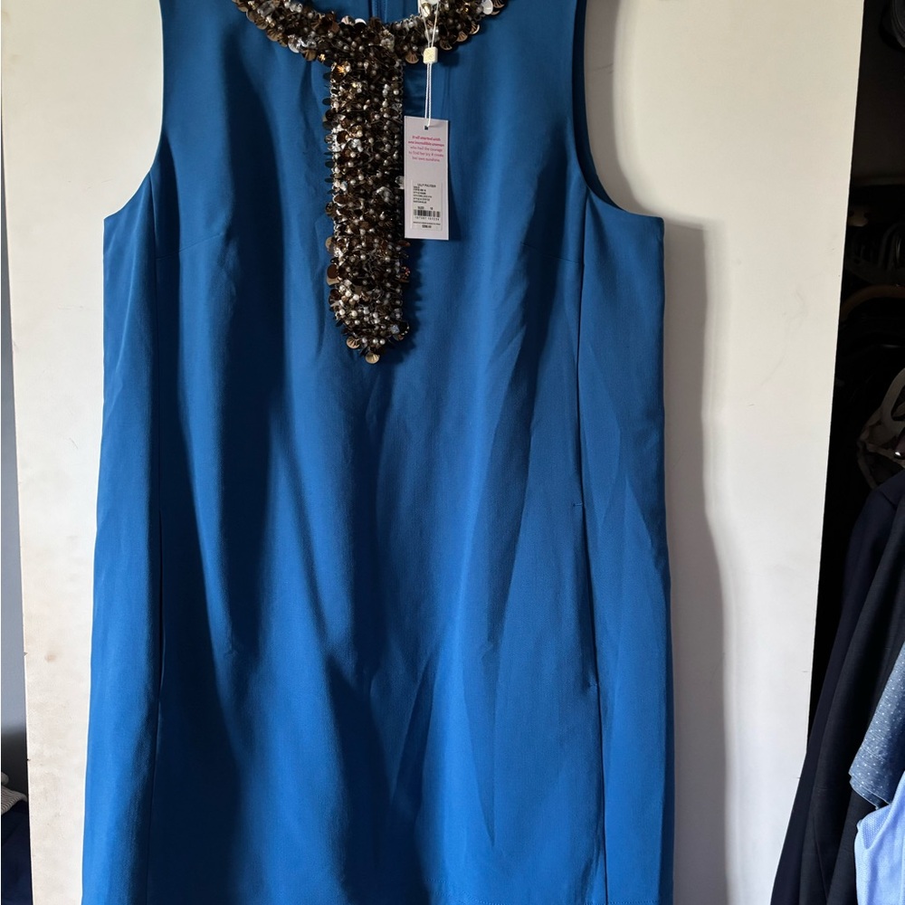 Lilly Pulitzer Blue Sheath Cocktail Dress with Embellished Neckline